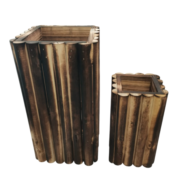 WOODEN FLOWER VASE – SET OF 2