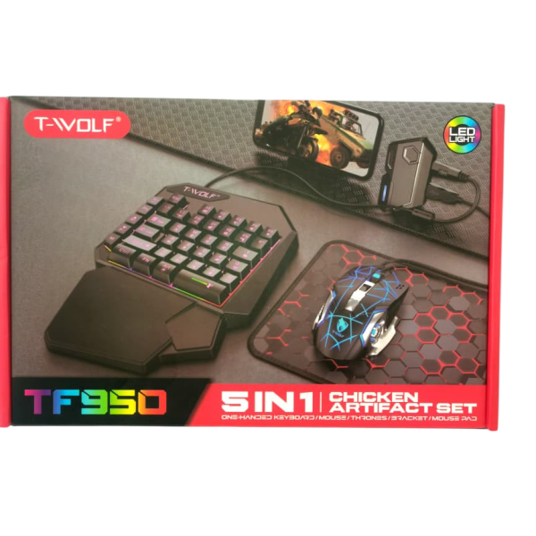 T-WOLF TF950 5-in-1 One-Handed Gaming Combo