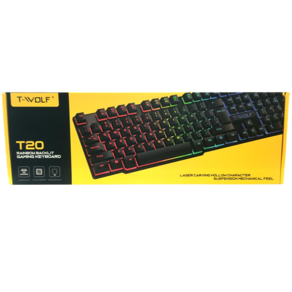 T-WOLF T20 Rainbow Backlit Gaming Keyboard