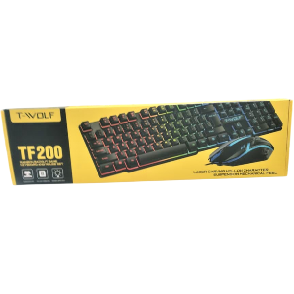 T-WOLF T200 Rainbow Backlit Gaming Keyboard & Mouse Combo